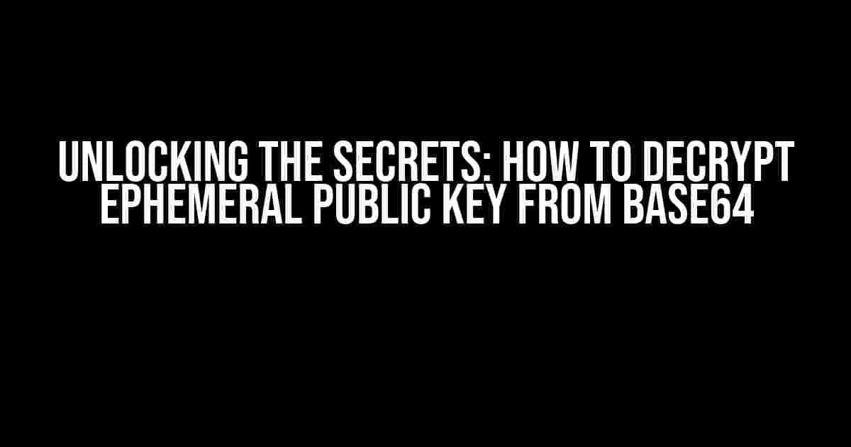 Unlocking the Secrets: How to Decrypt Ephemeral Public Key from Base64